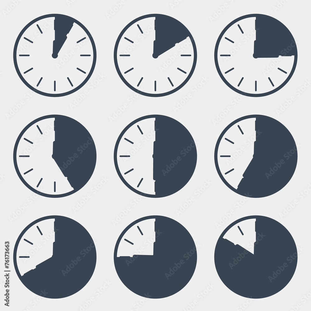 Sticker clock - time countdown vector set