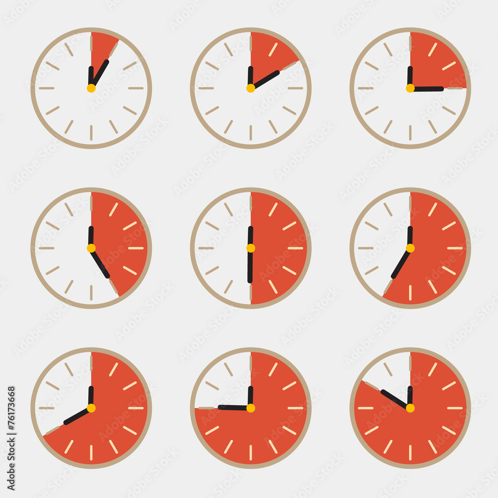 Poster clock - time countdown vector set