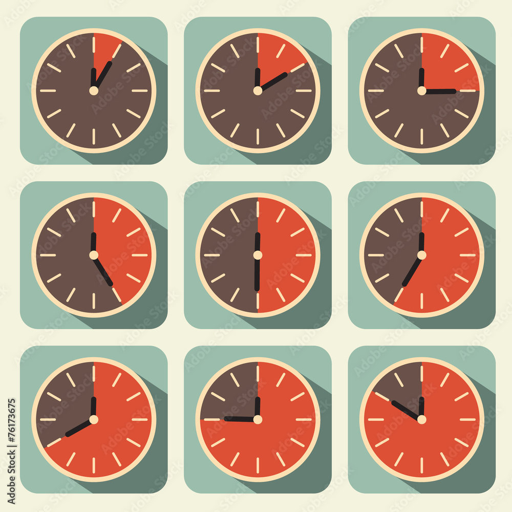 Poster clock - time countdown vector set