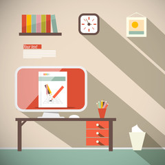 Office Vector Flat Design Illustration