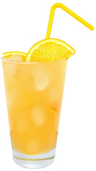 Cocktail with orange juice and ice cube