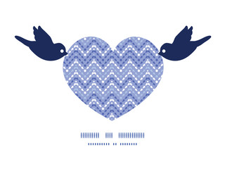 Vector purple drops chevron birds holding heart silhouette frame