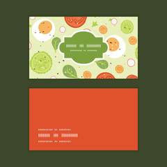 Vector fresh salad horizontal frame pattern business cards set