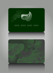 Design of a plastic card with ornament on green background