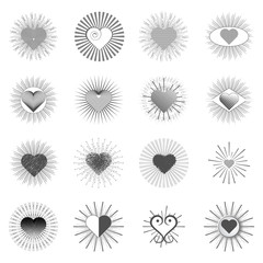 Valentine day doodle hearts in Vintage Sunbusrt