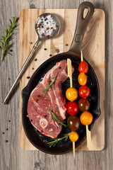 Raw Lamb Chops. Selective focus.