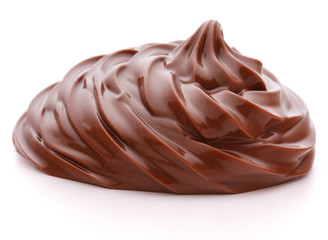 Chocolate cream swirl isolated on white background cutout