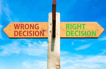 Right Decision and Wrong Decision, Right choice conceptual image