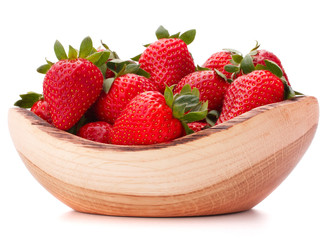 Strawberries in wooden bowl cutout
