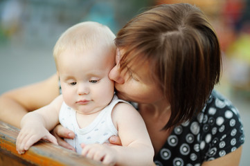 Middle aged woman and her adorable little grandson