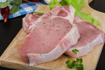 Raw t-bone steak