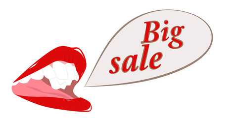 Female mouth with words big sale