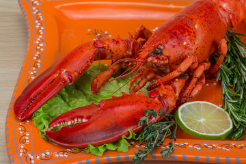 Red boiled lobster