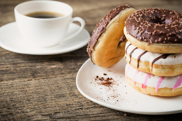 breakfast with donut and coffee