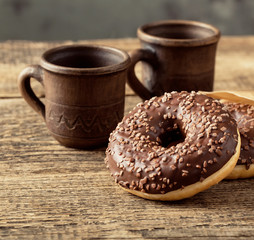 breakfast with donut and coffee