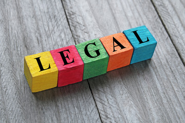 word legal on colorful wooden cubes
