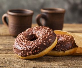 breakfast with donut and coffee