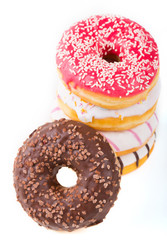 Tasty donuts on white background
