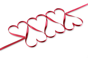 Hearts of red ribbon