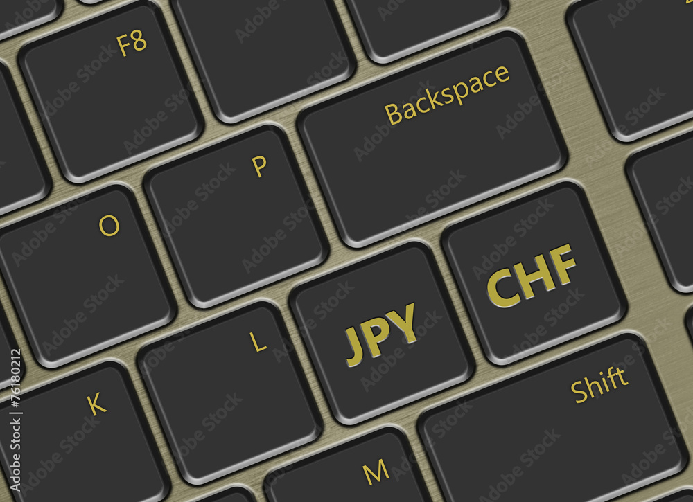 Poster computer keyboard with euro and yen buttons