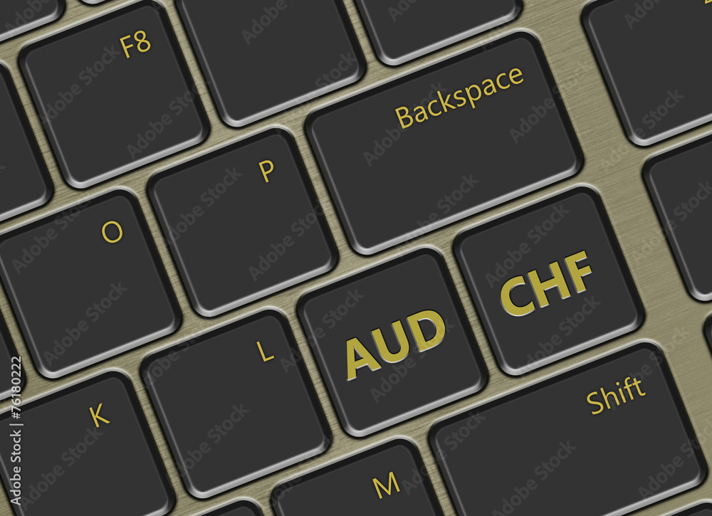 Poster computer keyboard with euro and australian dollar buttons