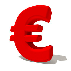 € euro simbolo lettera 3d rossa, isolato su fondo bianco