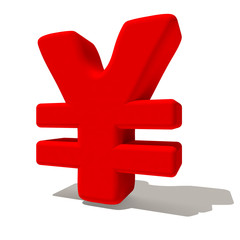 Obraz premium ¥ yen simbolo lettera 3d rossa, isolato su fondo bianco