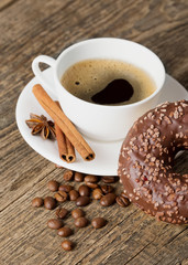 breakfast with donut and coffee