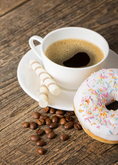 breakfast with donut and coffee