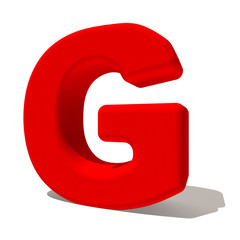 g gi lettera 3d rossa, isolata su fondo bianco 