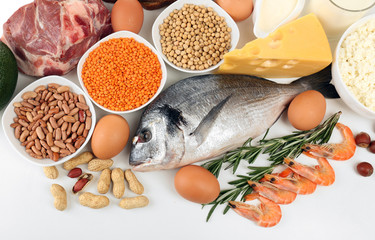 Food high in protein close-up