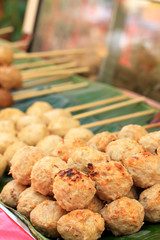 grilled meatballs in the market