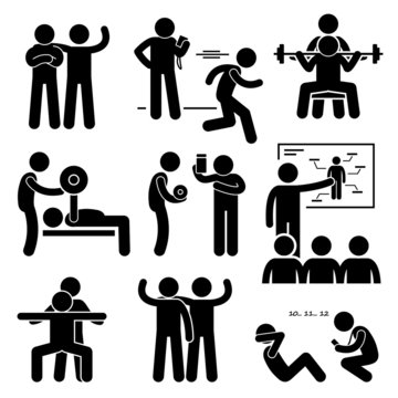 Personal Gym Coach Trainer Instructor Exercise Workout Pictogram