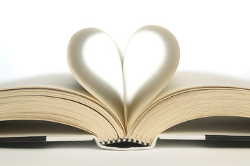 Book pages in the shape of a heart