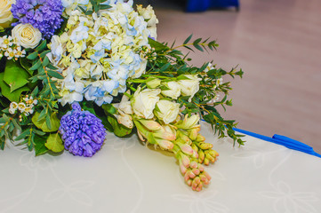bouquet of blue hydrangea