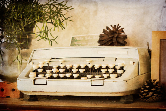 Old typewriter on sepia filter