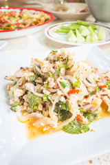 spicy minced pork salad, Thai food