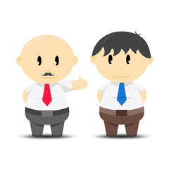 Employee and employer in cartoon graphic