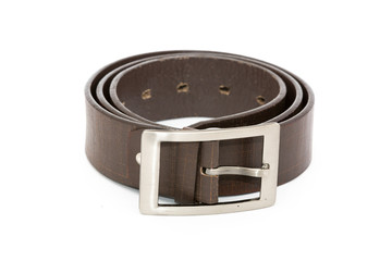 Black men leather belt isolated on white