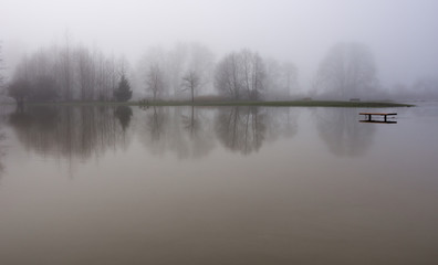 Obraz na płótnie Canvas Snoqualmie river floods the park in Duvall, Washington