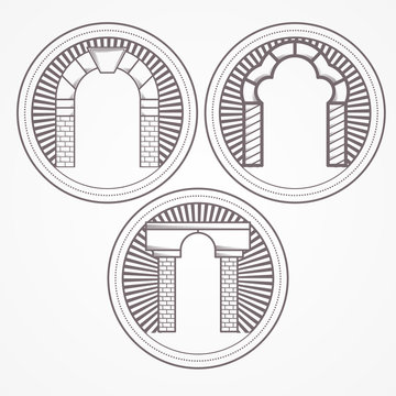 Illustration of three types brick arch icon