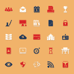 Business management classic color icons with shadow