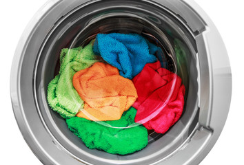 colorful clothes in the washing machine