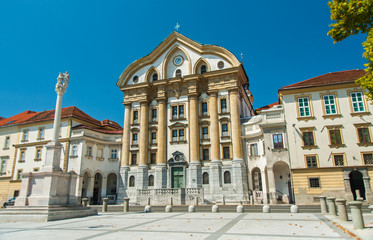 Fototapeta premium Ursulinska church, Ljubljana, Slovenia