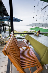 beautiful view of restaurant surround by mist and mountains