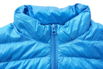 Close up of down jacket with zipper