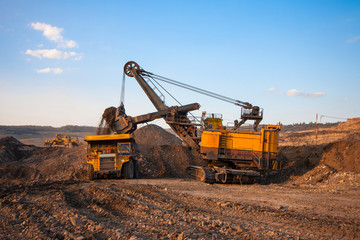 big mining truck unload coal