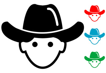 Pictograma icono cowboy en varios colores