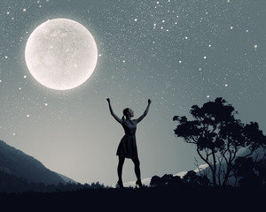 Woman at night