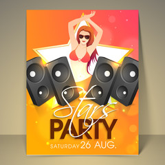 Creative party flyer, template or banner design.